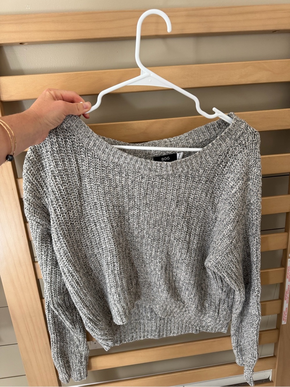 BDG Gray Knit Crewneck Sweater, S